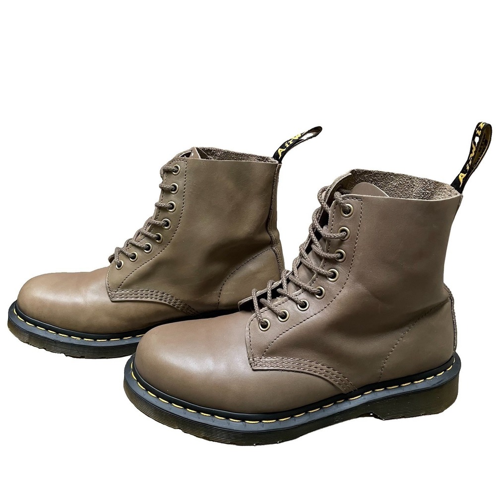 Dr. Martens Taupe Combat Boots 1460 Pascal Leather 8 Eye Women's US 10 UK8 READ
